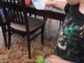 Alex carefully placed this cup on the floor under the water container, then marked the spot so that he's know where to put the cup next time!