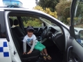 Checking out the inside of a police car